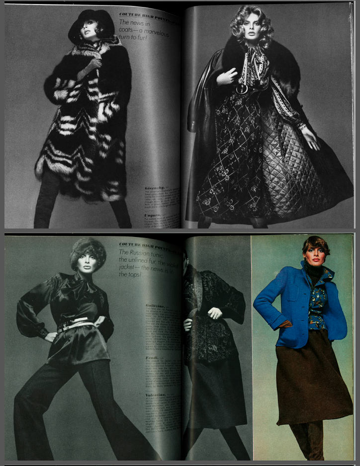 VOGUE-OCTOBER 1974-RENE RUSS0 by SCAVULLO-COUTURE-HELMUT NEWTON