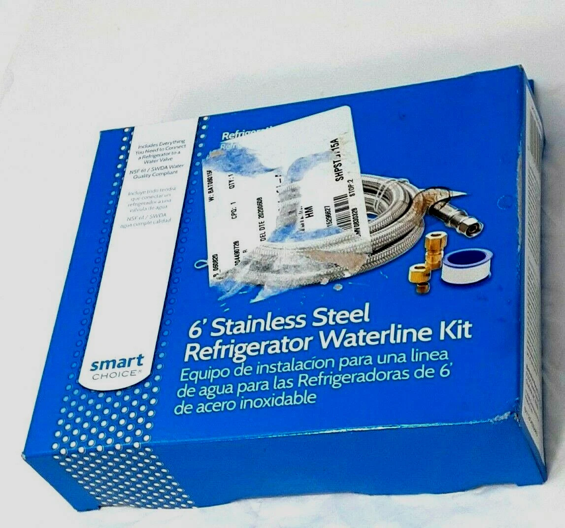 Refrigerator Water Line Kit Smart Choice 6' Stainless Steel NEW