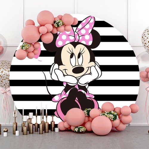 ROUND BACKDROPS MINNIE Mouse Birthday Background Party Supplies Photo