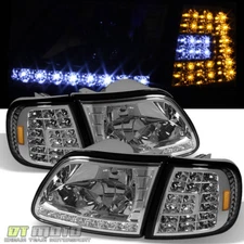 1997-2003 Ford F150 Expedition LED Headlights+LED Corner Signal Lights Lamps Set