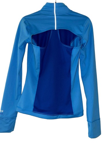 HOLLISTER Blue 1/4 Zip Long Sleeve Athletic Pullover Top Thumb Womens M Workout - Picture 6 of 7