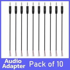 10 Pack-3.5mm Male Plug to Bare Wire Open End TRS 3 Pole Stereo 1/8" 3.5mm Jack