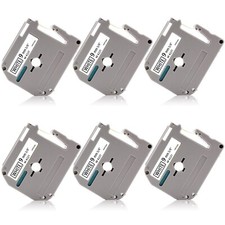 6-Pk/Pack For Brother P-touch Label PT-65 70 M-K221 MK221 Black/White Tape 3/8"