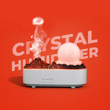 Crystal Ball Flame Essential Oil Diffuser 200ml, LED Lights, Timer, Auto Shut