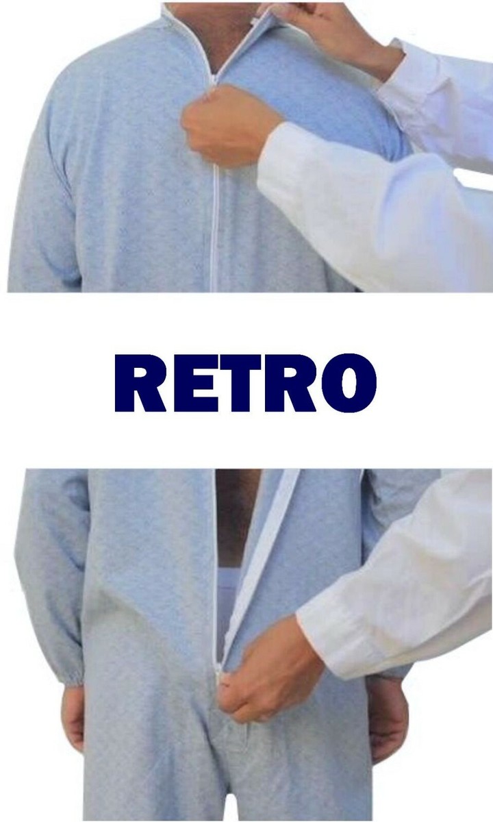 Tutone Sanitario Uomo In Cotone 100% - Pigiama Intero Con Cerniera Posteriore, Prodotto In Italia - Foto 8