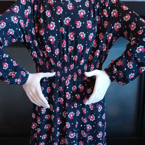 Kate Spade S/M Dress Navy Floral Seaside Blooms Long Sleeve Smocked Waist Knit - Picture 15 of 23