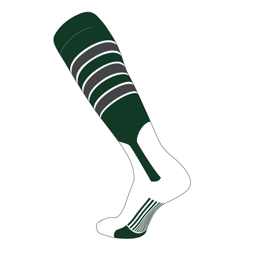 TCK Elite Baseball kniehohe Steigbügelsocken (D, 7 Zoll) dunkelgrün, weiß, graphit