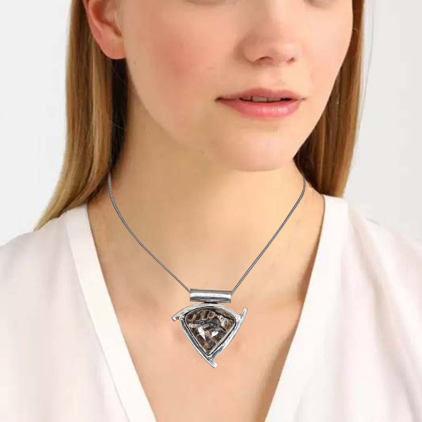 Sterling Silver Turtella Jasper Pendant Necklace