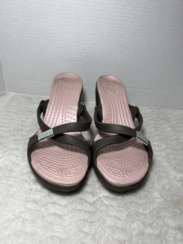 Sandalia de tacón CROCS Chipre chocolate algodón caramelo sin cordones mula para mujer 9 Foto 2 de 4