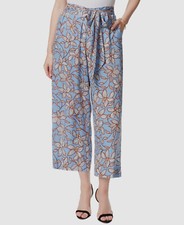  69 Jessica Simpson Women's Blue Wide Leg Koney Tie-Waist Pants Size M