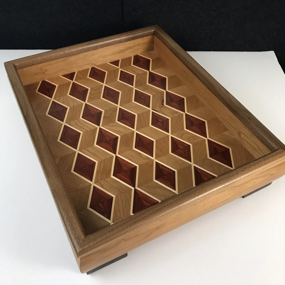 Handmade Wood Tray Solid Maple And Walnut Wood. Unique Home Decor New/unused - Image 2 of 4