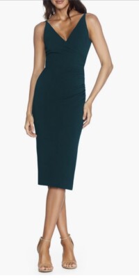 dress the population anita Dress The Population Anita Black Crepe Ruched Cocktail Sheath Midi Dress