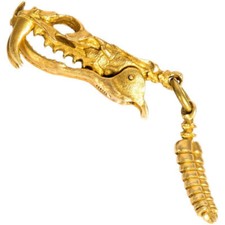 Original Brass Snake Skull Rattlesnake Tail Keychain Pendant Mens Gift IN STOCK