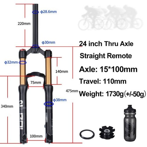 20/24inch MTB Bicycle Fork Barrel Shaft Resilience Front Suspension Air Fork - Picture 12 of 30