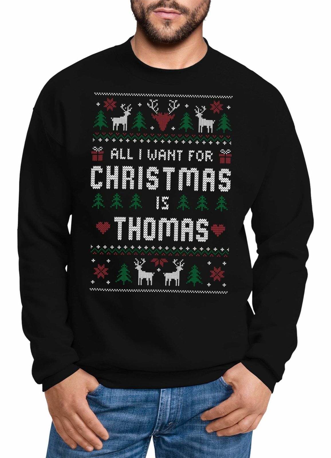 Толстовка Herren All I want на Рождество с надписью Weihnachten Wunschname-Zeile 7590₽