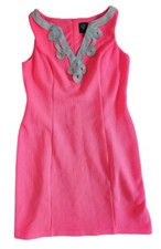 Vince Camuto Neon Pink Sleeveless Dress  Gold Accent Size 8