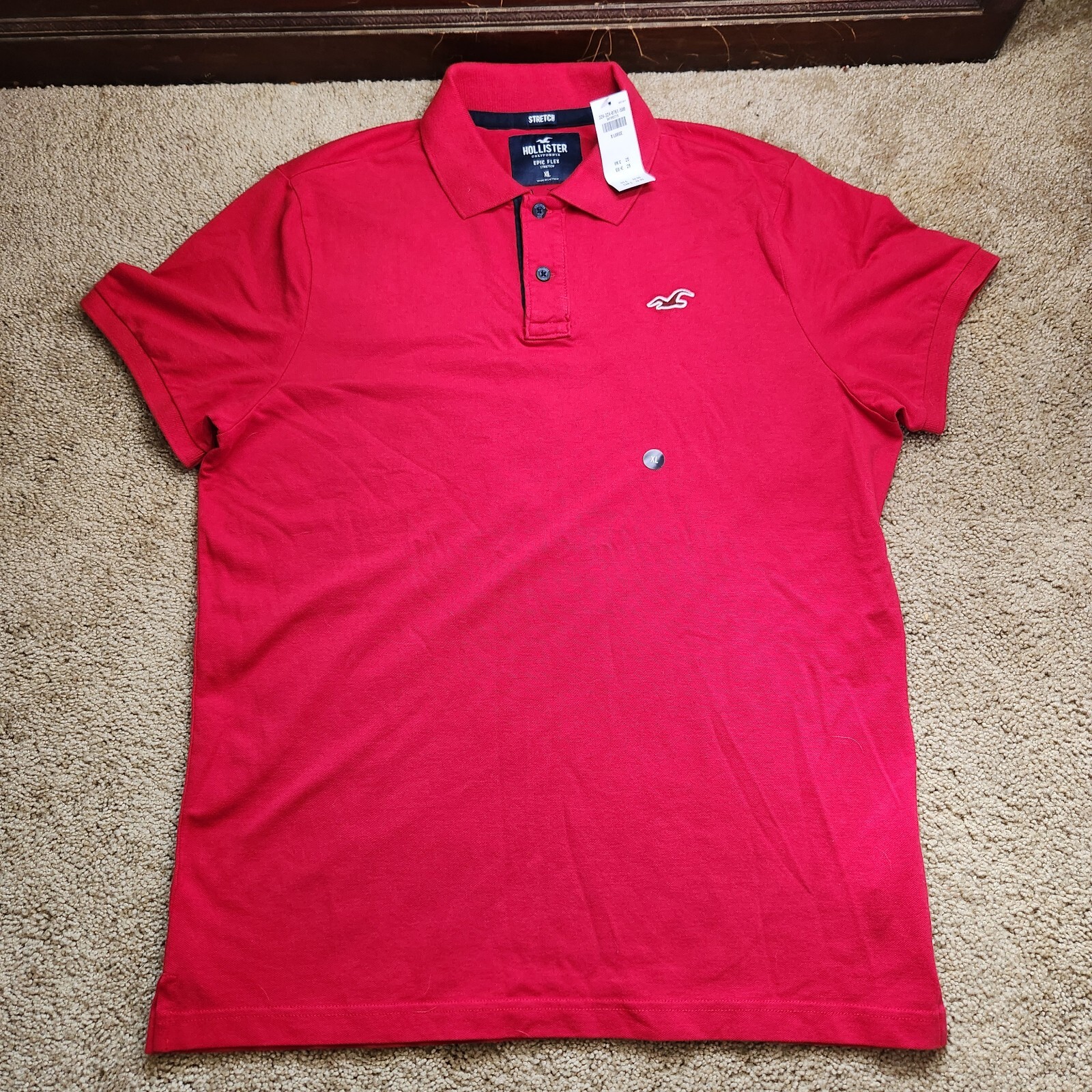 Hollister Men's XL Red Epic Flex Stretch Polo Short Sleeve Shirt NWT-image