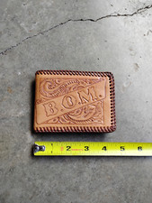 Vintage Handmade Men's Leather Bifold Wallet Western Tooled Embossed Has Initial