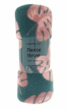 RETRO STYLE JUNGLE PALM JADE PINK PICNIC FLEECE BLANKET THROW COVER NEW