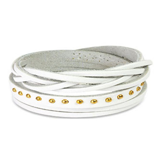 White Triple Wrap Leather Bracelet with Studs K66