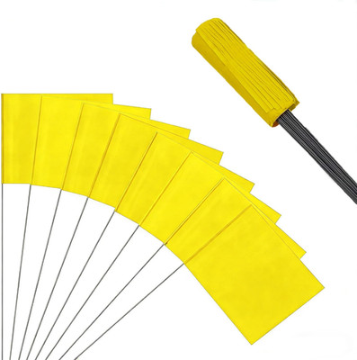 50Pack Yellow Marking Flags,  13X4X5 Inch Marker Flags Use for Yard & Lawn, Boun