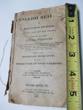 Antique English Reader Lindley Murray 1827 Bellow Falls Vermont Book ephemera