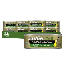 Yellowfin Tuna in Extra Virgin Olive Oil 4.5 oz Can Pack of 12 Wild Caught Gl...