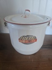 Vintage Federal Vogue Combinet Diaper Pail White Enamelware With Handle And Lid