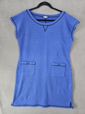 T By Talbots Womens Large Sweatshirt Midi Dress Blue Cap Sleeve Pockets Lounge 