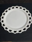 Vintage White Milk Glass Open Lace Edge Serving Plate 13”
