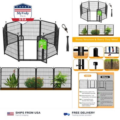 Getlay 48 in(H) Decorative Garden Fence with Gate,8 Panels Total 17.7 Ft(L) H...