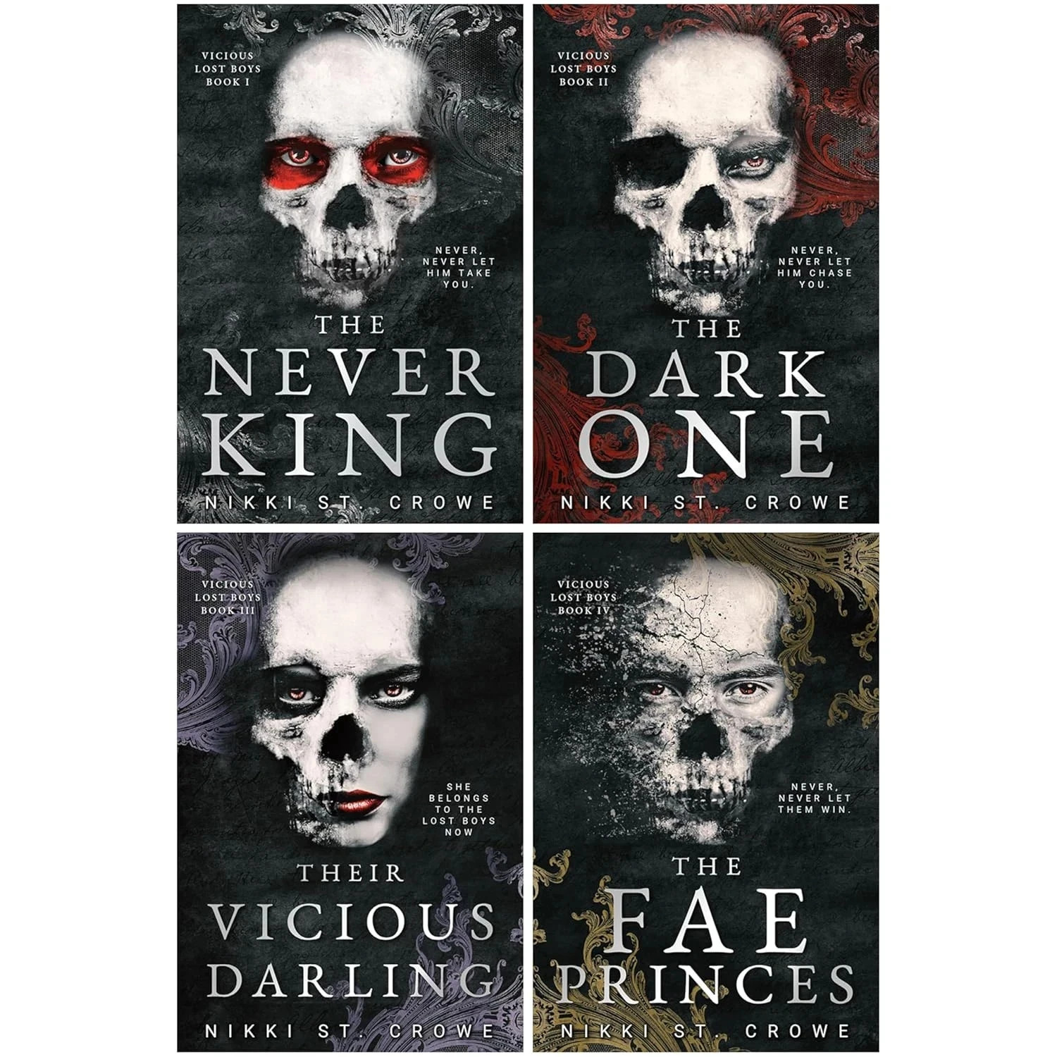 Vicious Lost Boys Series A Peter Pan Dark Romance By Nikki St.Crowe 4 Books  Set