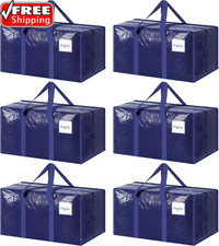 6 Pack Extra Heavy Duty Large Moving Bags with Strong Zipper  Comfortable Handl