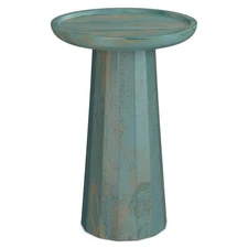 SIMPLIHOME Dayton Solid Mango Wood 13 inch Wide Round Contemporary Wooden Acc...