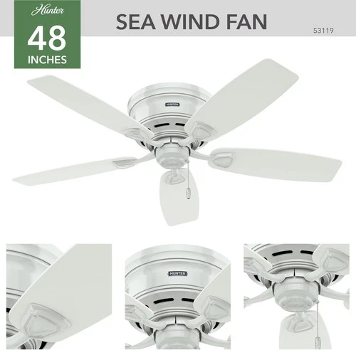 Hunter Fan Company 53118 Hunter 48" Low Profile Ceiling Fan Sea Wind Indoor/Outd - Picture 2 of 12