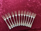 Rare.VTG Set Of 12,Reed & Barton Silver Plate 7.5” Dinner Forks,1901 Tiger Lily.