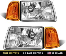 2001-2011 Ford Ranger Headlight Assembly with Chrome Housing and Amber Reflector