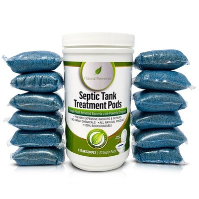 Natural Elements Septic Tank Treatment Pods | 1-Year 12 Count (Pack of 1) 