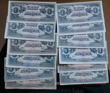 Malaya, Japanische Besetzung, 12 passende, 1 Dollar Scheine, 1942. Alle Pick # M5c.