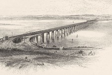 SCOTLAND. The New Tay Viaduct, from the South 1901 old antique print picture