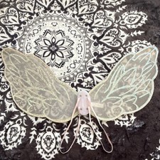 Fairy Wings Iridescent White Glittery Costume Accessory with Straps for Dress Up