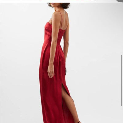 strapless open back dress REFORMATION Dark Red 100% Silk-satin Midi Dress UK 8 – Reliked main image 1