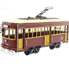 41CM Handmade Antique 1909 Dalian Tram Route 201 Tin Metal Reproduction Model