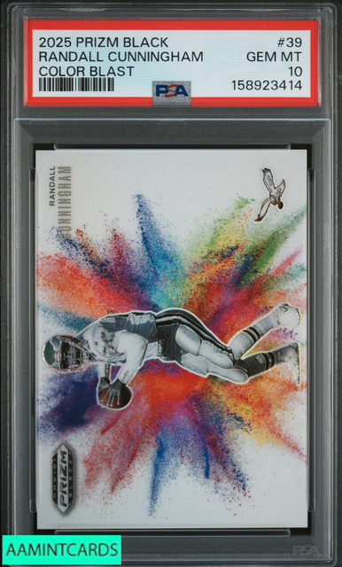 2025 PANINI PRIZM BLACK COLOR BLAST RANDALL CUNNINGHAM #39 PSA 10 GEM MT