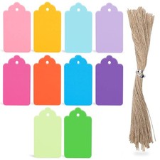 100 PCS Gift Tags with String Attached 1.7x2.8 inch Colored Gift Tags for Presen