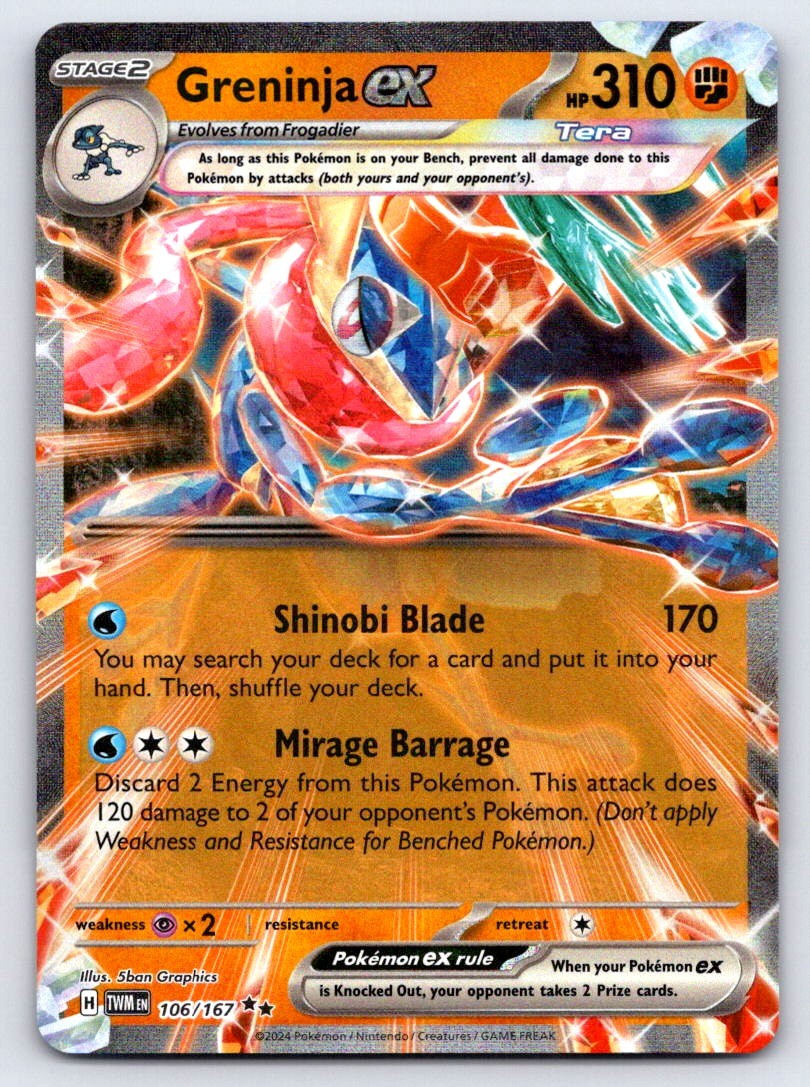 Greninja ex 106/167 Double Rare Twilight Masquerade Pokemon Near Mint