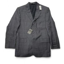 Jos A Bank Travelers Collection Gray Plaid Wool Blazer Jacket 39R NWT Mens