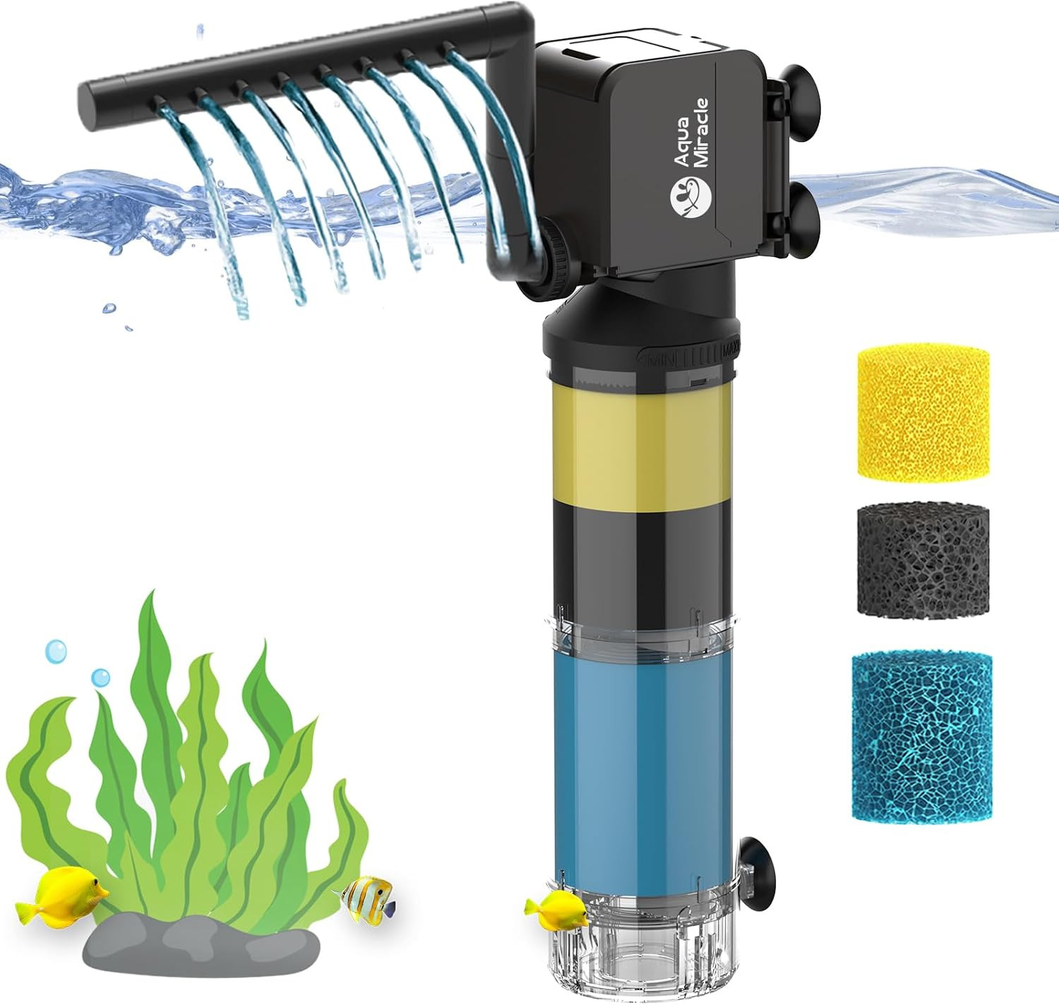 AquaMiracle Aquarium Filter for 40-150 Gallon Aquariums, Fish Tank Filters Tu...