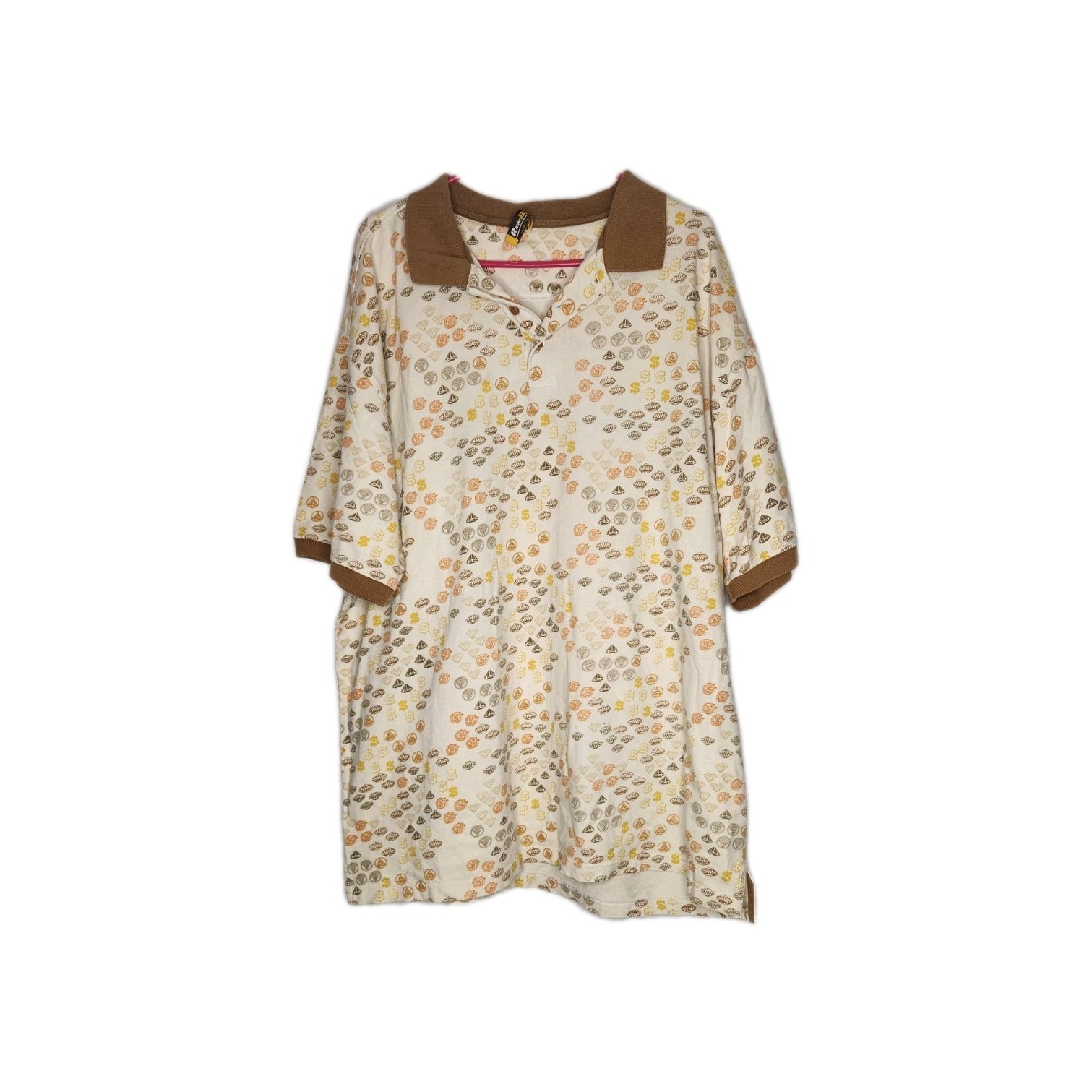 VTG Y2k Raw Blue Streetwear Graphic Polo Style Shirt 2xl All Over Print Money