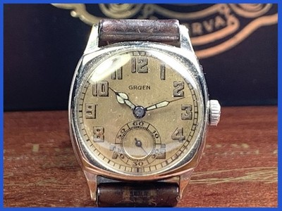  1928 GRUEN GUILD ANTIQUE WRIST WATCH Keeps Time AWESOME ORIGINAL DIAL & HANDS